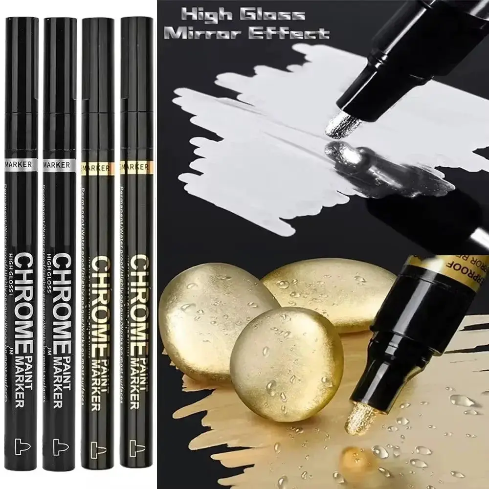Chrome Pen Marker 2mm Nib Metallic Gold Silver Waterproof Paint Repair