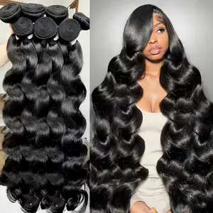 JOPEAR【12A Premium Upgraded】Body WaveHuman Hair Bundles 30 Inch 12A Body Wave bundles Unprocessed Brazilian Virgin Hair 3 Bundles Real Human Hair Natural Black Color For Woman Fast Shipping #Summer