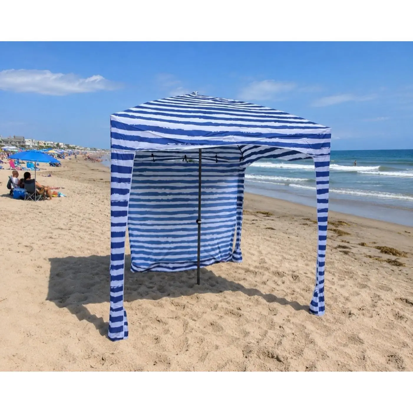 UV50+ Protection 6x6ft Beach Cabana with Steel Bracket & Drawstring Closure for 4-Person Outdoor Shelter