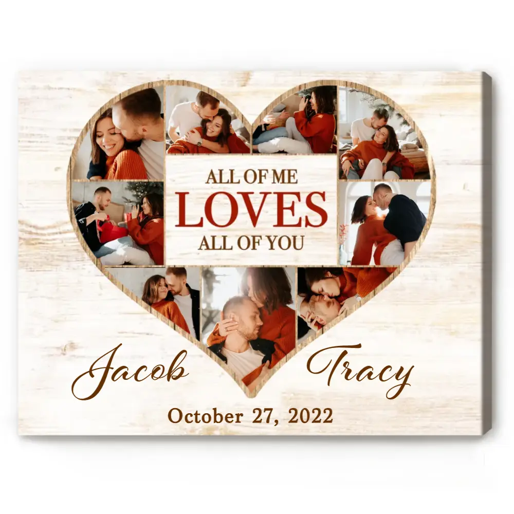 Personalized Heart Collage Canvas - Love Gift for Her - Anniversary Gift Canvas Wall Art Canvas Decor Poster