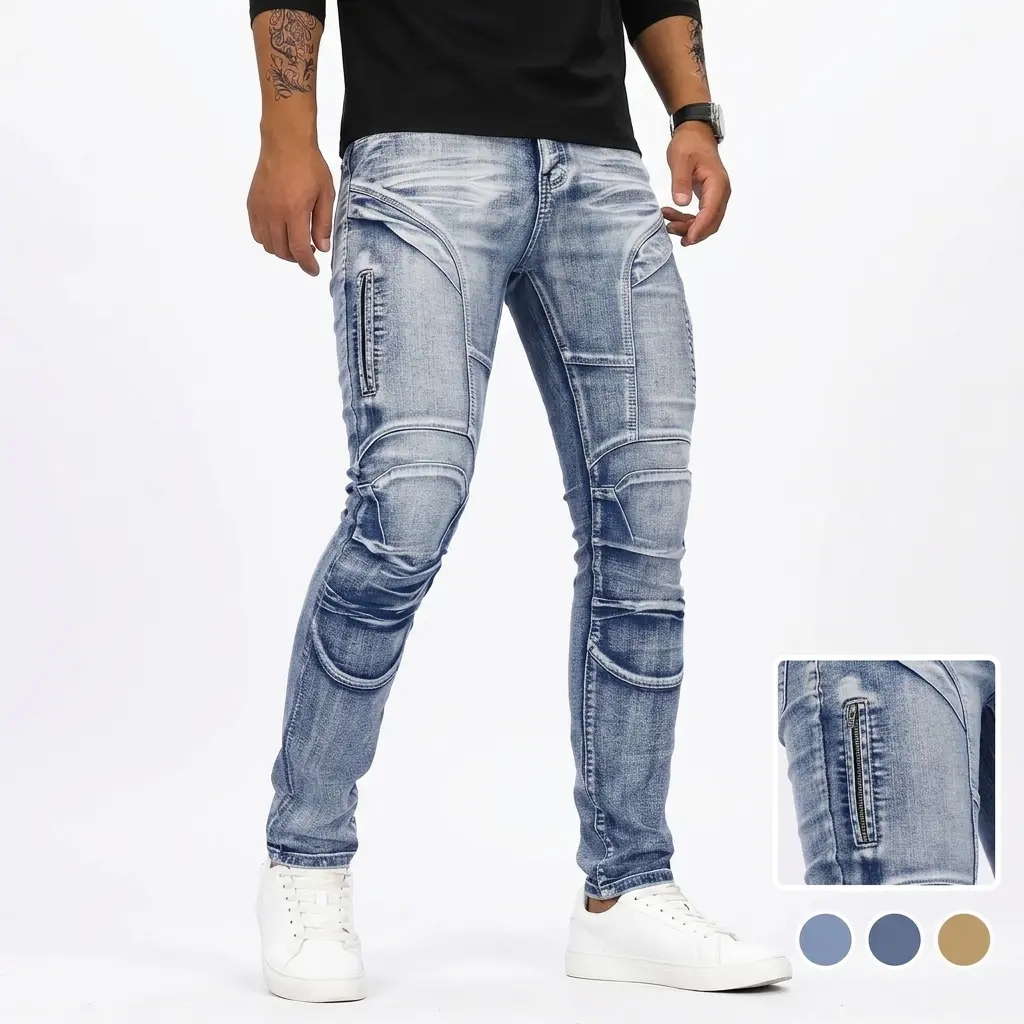 Men'S Mid Stretch Slim Fit Biker Motorcycle Jeans Premium Anti Tear Reinforced Denim Pants Available Streetwear For Adult Males Skinny Jeans Bootcut Jeans Men Jeans For Men Jeans Pants For Men