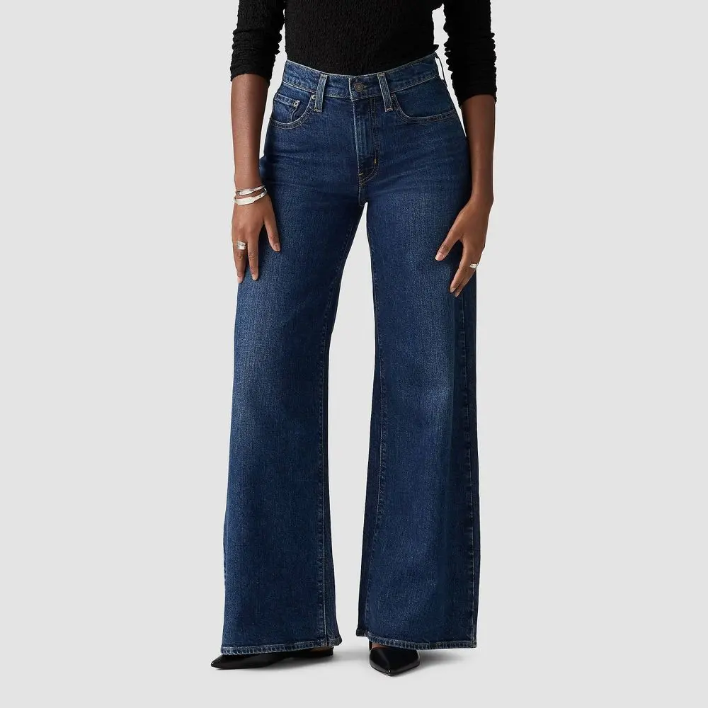 Levi's Women's 728 High-Rise Wide Leg Jeans Denim Fabric Ultra-Flattering Fit with Vintage Stretch Comfortable Lower Stretch Classic Look & Feel Blue Bottoms