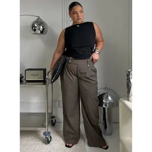 Briellea Thick Waistband Pant Pinstripe Curve