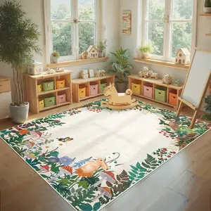 Jungle Animal Print Rug Farmhouse Short Pile Soft Decorative Mat Large Foldable Indoor Rug Washable for Bedrooms Dining Rooms Apartments