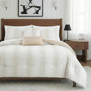 WAFFLE WEAVE STRIPE COMFORTER SET