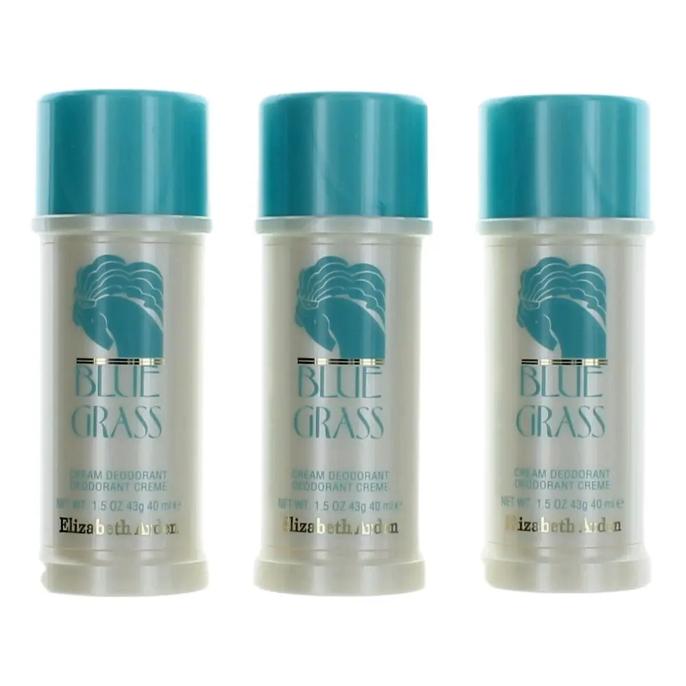 Blue Grass by Elizabeth Arden, 3x1.5oz (4.5oz total) Cream Deodorant women Flower, Body Care, Fresh, Deodorizing, Clean Aroma