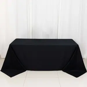 100% Cotton Rectangle Tablecloth 90"x132" Black Linen - Soft & Breathable Seamless Table Cover