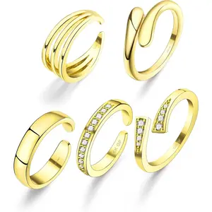 14k Gold Filled Toe Rings for Women Non Tarnish Adjustable Silver Toe Ring Simple Hug CZ Triple Open Band Ring Summer Beach Toe Jewelry for Women Sexy