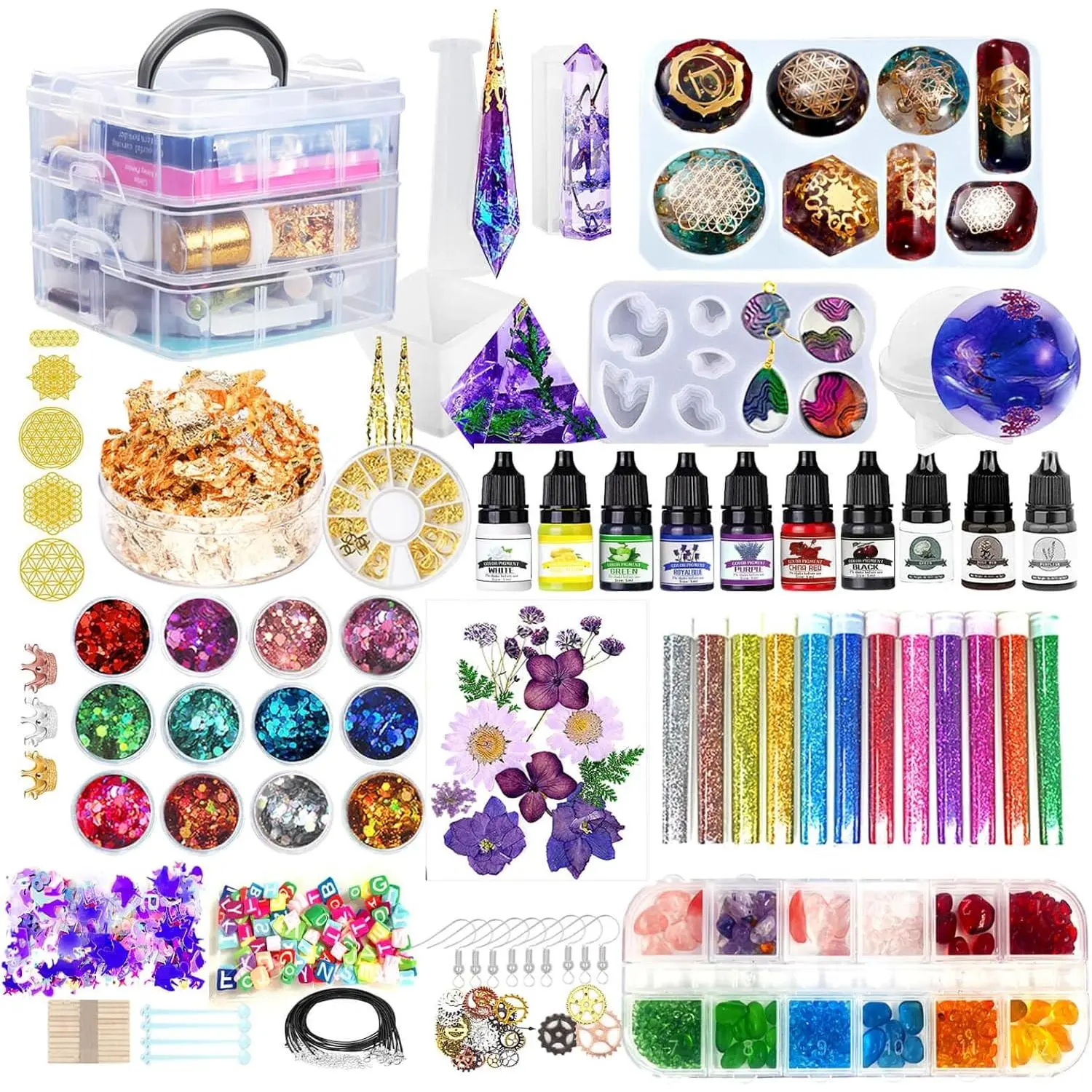 Kit - Complete  Kits and Molds Set, 125 count   Making Kit for Beginners with Sphere, Pyramid,  Molds & Epoxy Supplies for DIY Crafts