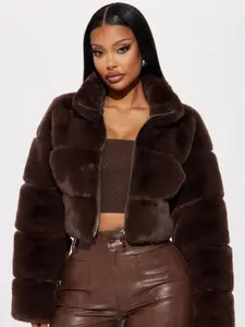 Ella Faux Fur Jacket - Brown