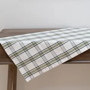 Green Black Cottage Plaid Table Runner