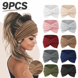 10 Pack Extra Wide Turban Headbands – African Style Hair Wrap for Ladies, Stretch Non-Slip, Large Fit for Thick Natural Hair – Sports, Workout, Yoga Headbands for Women outdoorfun