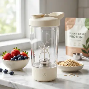 22oz BPA-Free Tritan Electric Shaker Bottle, USB-Charged 7000 RPM High-Speed Blender Cup, Portable Mixer with 2-Hour Charge & Long-Lasting Battery for Protein Shakes, Smooth Blending, White