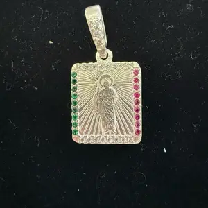 Medalla de san Judas Tadeo en plata 925 tri color Cz