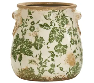 Small Green Ceramic Planter – 6.5 Inch Decorative Flower Pot for Home