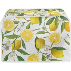 Floral Lemon Toaster Cover for 2 Slice Bread Toaster Oven - Dustproof Kitchen Small Appliance Protector for Bakeware