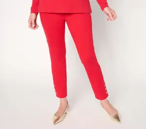 Jingle Belles by Kim Gravel Petite Ponte Sparkle Button Ankle Pant