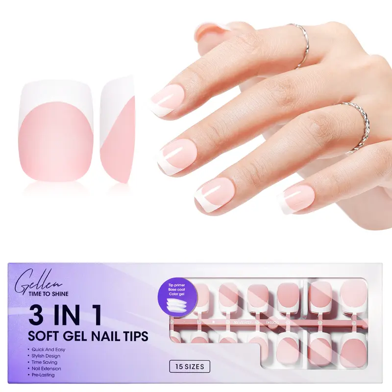 Gellen Classic White Short French Tip Press-Ons – Gel False Nails, 150 Pcs Removable Nail Art Products (15 Sizes, No Glue Included)