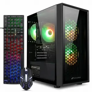 STGAubron Gaming PC Computer Desktop, Intel i7 Xeon E5, Radeon RX 550 4G, 16GB RAM, 512GB SSD, WiFi, BT 5.0, RGB Fan x3, Windows 11 Home, Gaming Computer Tower for Gamer,Streaming