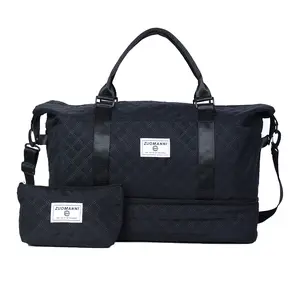 2-Piece Travel Luggage Set – Large Capacity Duffel Bag with Separate Shoe Compartment & Multi-Pocket Design, Includes Small Makeup Pouch, Classic Fashion Tote for Business Trips, Weekend Overnight, Beach & Camping, Gift for Women