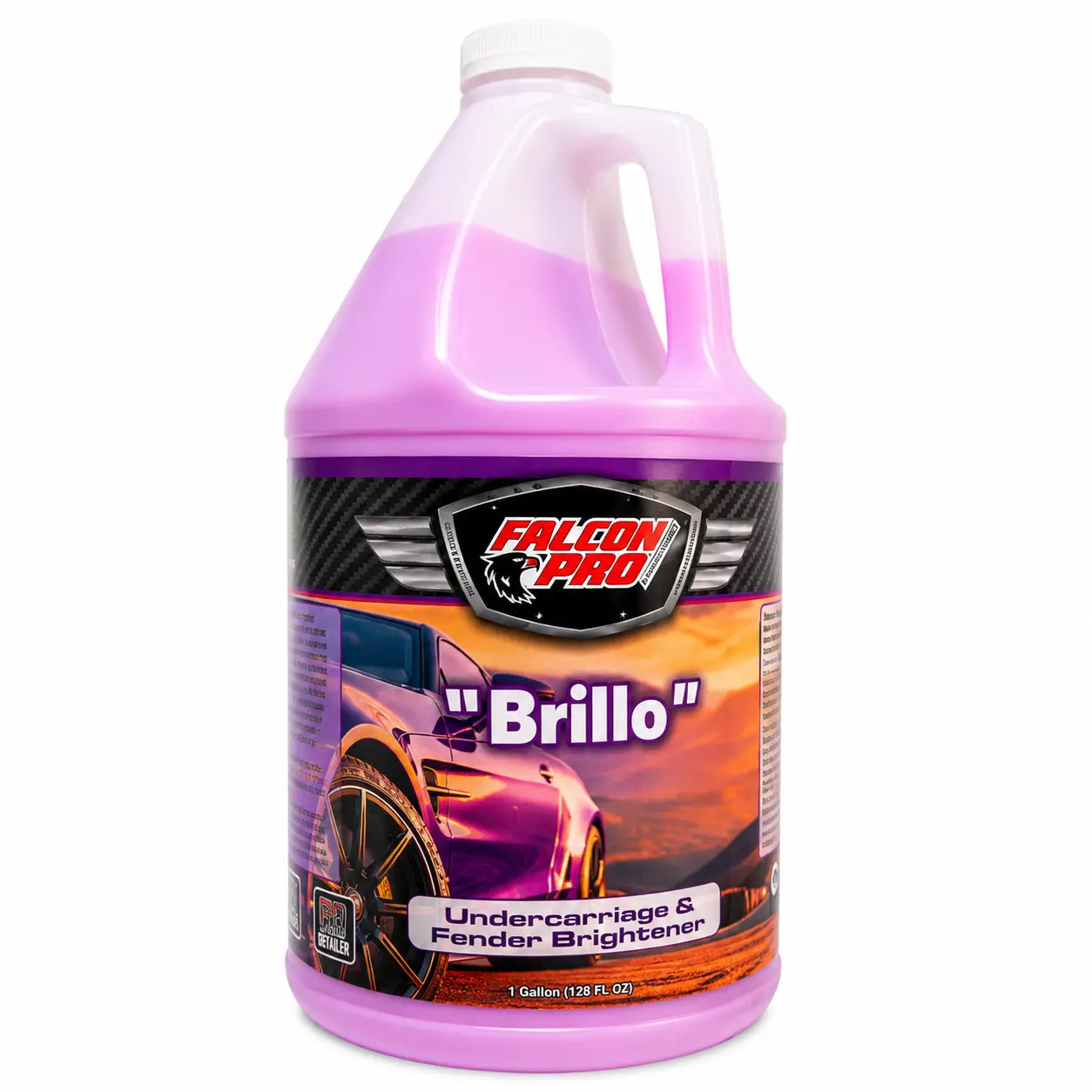 Falcon Pro Brillo Undercarriage & Fender Brightener, 1 Gal Automotive Cleaner for Cars - Plastic/Rubber Surface Care, Spray Apply, Improves Appearance with Uniform Shine