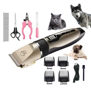 Pet Grooming Kit, Rechargeable, Including 1 Count Pet Hair Trimmer& 4 Counts Limit Comb, Sicissor, Nailclippers, File for pet nail,Silent Two-speed Clipper, Wireless Pets Hair Removal Tool For Small an Large Dogs and Cats