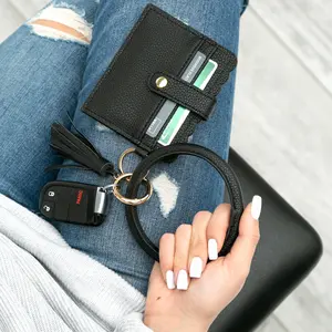 Key Ring ID Wallet Bracelet with Wallet Clip and Keychain Attachment