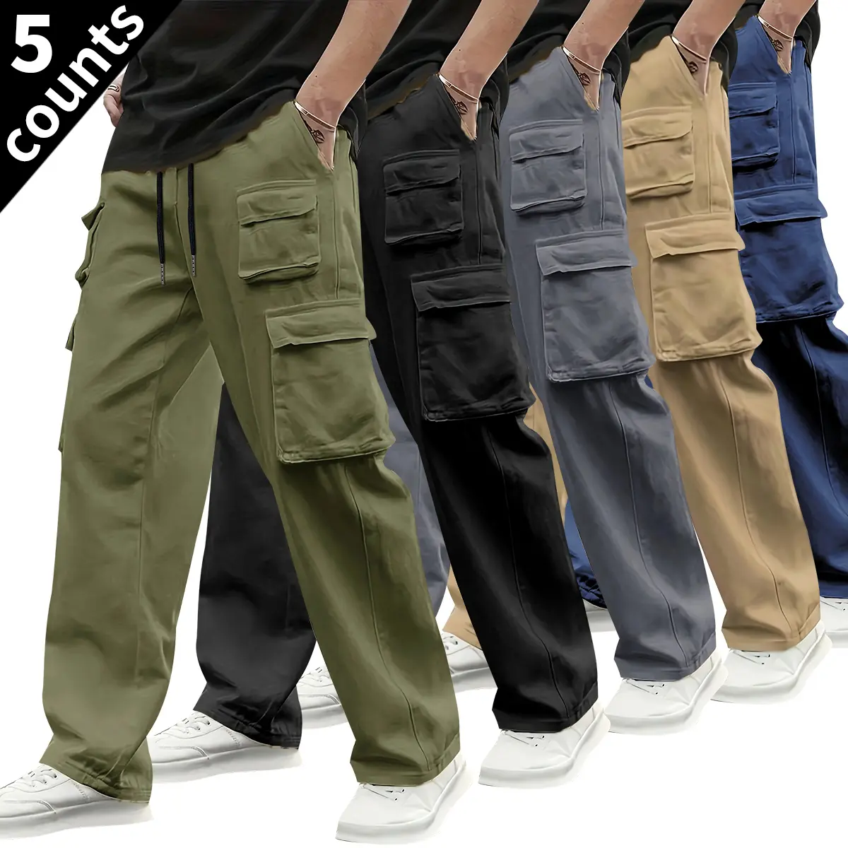 Green + Black + Gray + Khaki + Blue