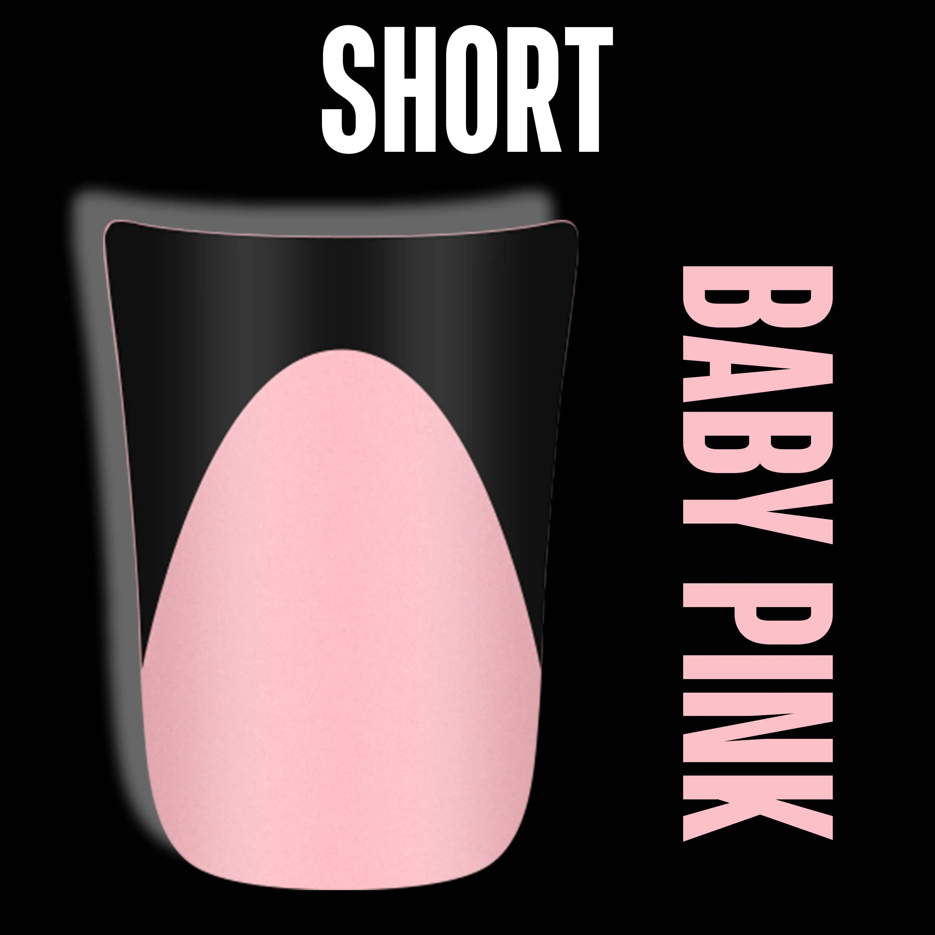 Black French Tips Short Duck Nails Baby Pink