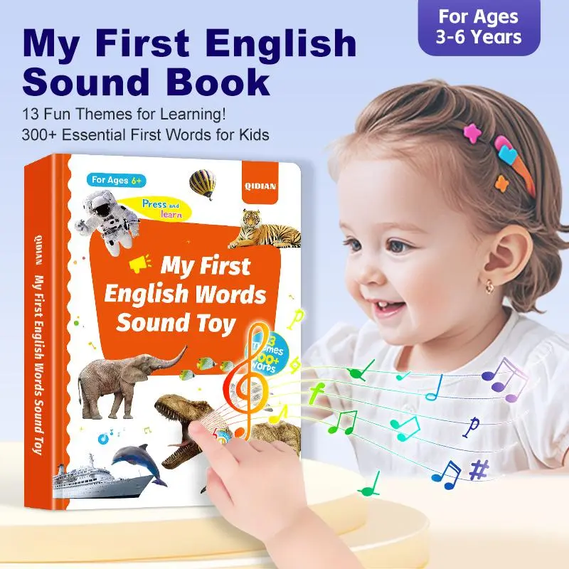 Toddler 1-6 Year Old | My First English Sound Toy – 470+ Words, 21 Themes, Fun Word Game & Bilingual Toys, Juguete Educativo for Educational Language, School Education & Perfect Educational Gift Animal Airplane