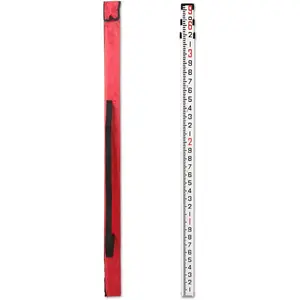 9-Foot Aluminum Rod - 10ths-Sided, 3-Section Telescopic Leveling Rod with Bubble & Case for Surveying, Laser Alignment, Walls, Floors