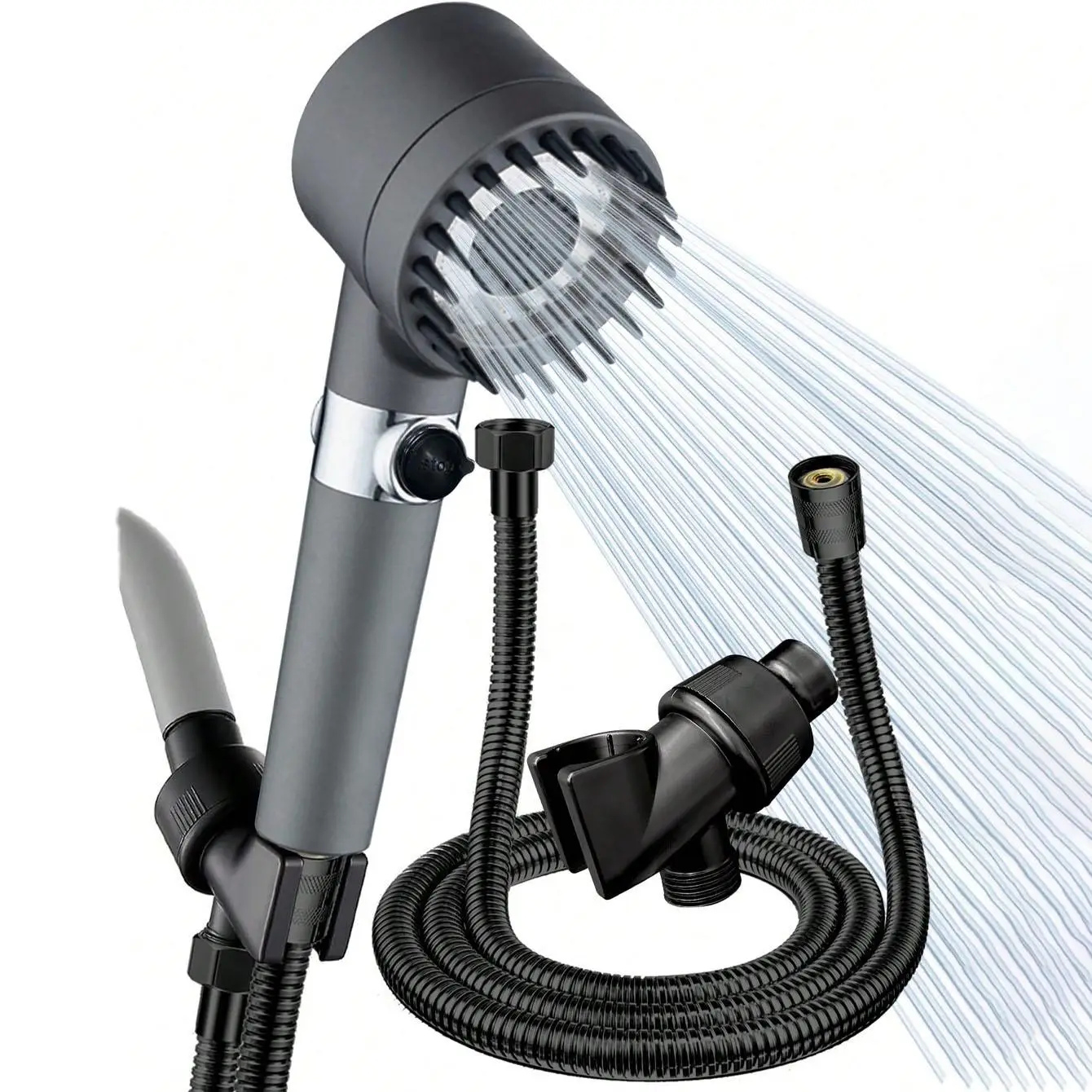 Handheld Shower Head Set with Hose & Bracket, 3 Counts/set High Pressure Shower Head with 3 Spray Modes, Water Saving Filter Shower Head