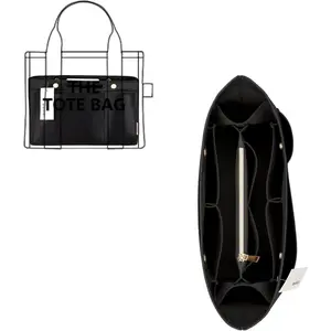 Purse Organizer Insert For Handbags, Silky Bag Organizer With 2 Zippers For Speedy Neverful Tote and  (Black, XX-Large)