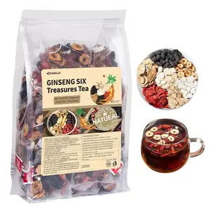 Kidney-protecting formula Natural Six Treasure Herbal Tea with Ginseng & Mulberry | Daily Convenient Wellness Tea Vitality Red Date and Goji Berry Herbal Tea Summervibes