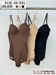 Women's Slimming Body Shaper Compression Bodysuit Set with Bra Cups, Bust Bodysuit, Deep V Neck, Adjustable Strap, Casual Sportswear, High Compression Shapewear, Sizes XS-Xxl, All Seasons