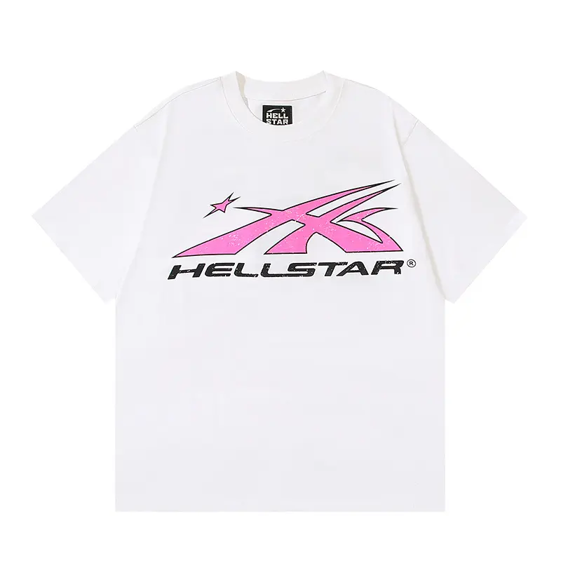 HELLSTAR Double Sided Pink Star Flame Head Graphic Tee | 1996 Vintage Oversized Y2K Streetwear | Retro Casual Top