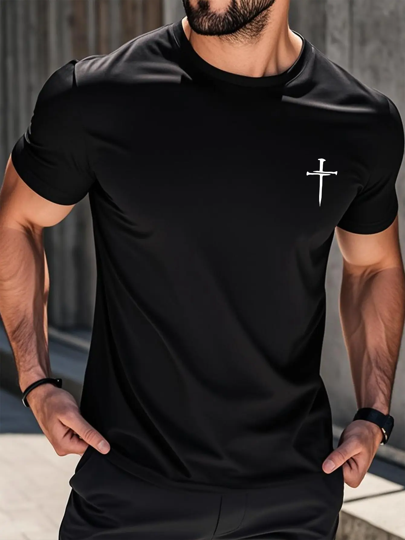 Fashion Print Short Sleeve T-Shirt Men'S Trendy Casual Versatile Tee