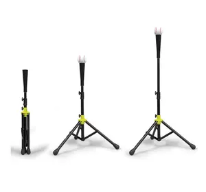 Portable and Adjustable Batting Tee for Baseball and Softball - Height Range 25'' to 39'' - Black with White Tip