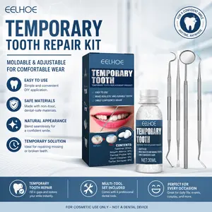 Moldable Whitening Fake Teeth Repair Kit with 4 Tools - Shapeable Denture Pellets for Broken/Missing Teeth, Veneers - Oral Care for Halloween, Cosplay