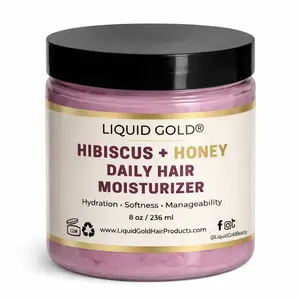 Liquid Gold Hibiscus & Honey Daily Moisturizer. Helps Hydrate Dry Damaged Hair for Soft Smooth Hair 8oz jar