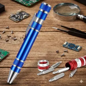 Portable Aluminum Alloy Precision Screwdriver Kit for Home Repair, Electronics, DIY Projects. Compact Design, Easy Storage, and Versatile Professional Tools for Efficient Work and Household Tasks.