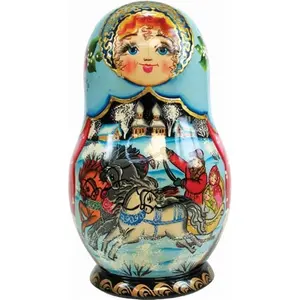 G.Debrekht  Russia Nested Dolls Troika Winter 5 Nest Doll 6.5 in.