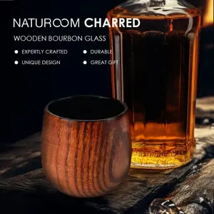 Handcrafted Charred Wood Whiskey Cup - Natural Uncoated Bourbon Cup 3.2inch |       Enhance aroma and flavor |       Unique Handmade Gift for Whiskey Enthusiasts (Burnt Black) Gift for Friends,Birthday Gift, Holiday Gift,  paper plates paper plates