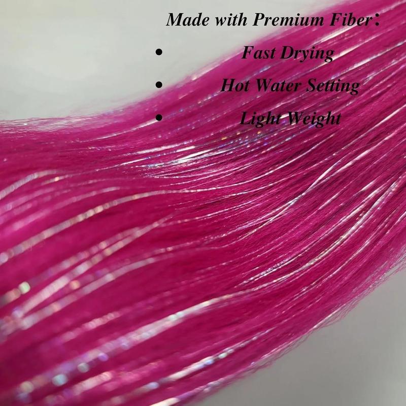 Tinsel Fashion Braiding Hair Pre stretched Magenta Pink Braiding Hair for Glitter Braids Festival Braids