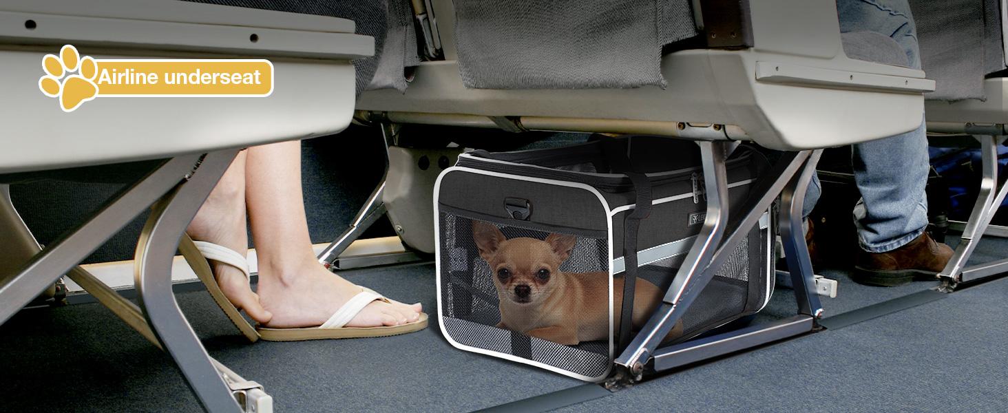 Lekereise Top-Expandable Pet Carrier 18x13x9.5 Inch Southwest Frontier Airline Approved Soft Sided Underseat to 15lbs Travel Carriers for Small Cats Dogs with Locking Safety Zippers Anti-Scratch Mesh
