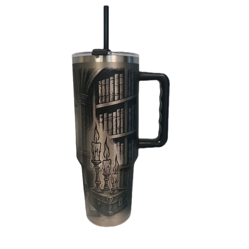 Edgar Allen Poe inspired 40 oz. Stainless steel tumbler reusable cup travel mug The Raven Poetry booklover inspiration