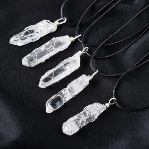 Clear Quartz Necklace Natural Healing Crystal Gorgeous Stone Gemstone Jewelry Energy Love Girlfriend Boyfriend Souvenir Valentine Father Mother Anniversary New Year Christmas Halloween Birthday Gift