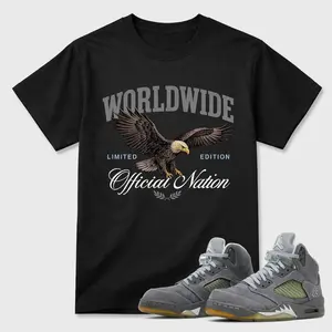 Unisex T-shirt To Match Sneakers Jordan 5 Wolf Grey - Worldwide Official Nation. 100% Cotton for Casual Wear. Comfortable Summer Unisex T-Shirt to match Jordan Sneaker. Streetwear Style. urban outfitters