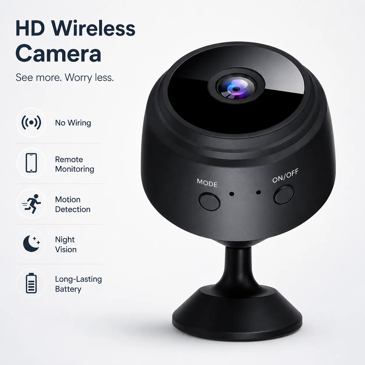 A9 Mini Camera, 1080P HD IP Camera with Magnetic Back Cover, Home Security Mini Camcorder Micro Video Surveillance Camera (Black)