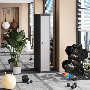 Lockable Steel Employee Security Locker, 72 in Tall, Single Door, Dark Gray, Metal Build, Locking